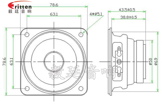 79mm13芯5W多媒体喇叭成品图 78mm15w内磁全频喇叭成品图
